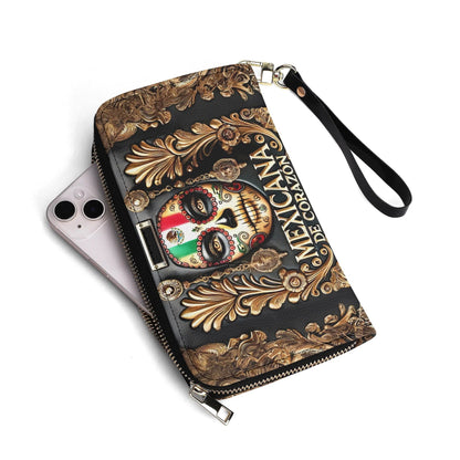 Mexicana de corazón - Personalized Leather Clutch Purse MEX04C