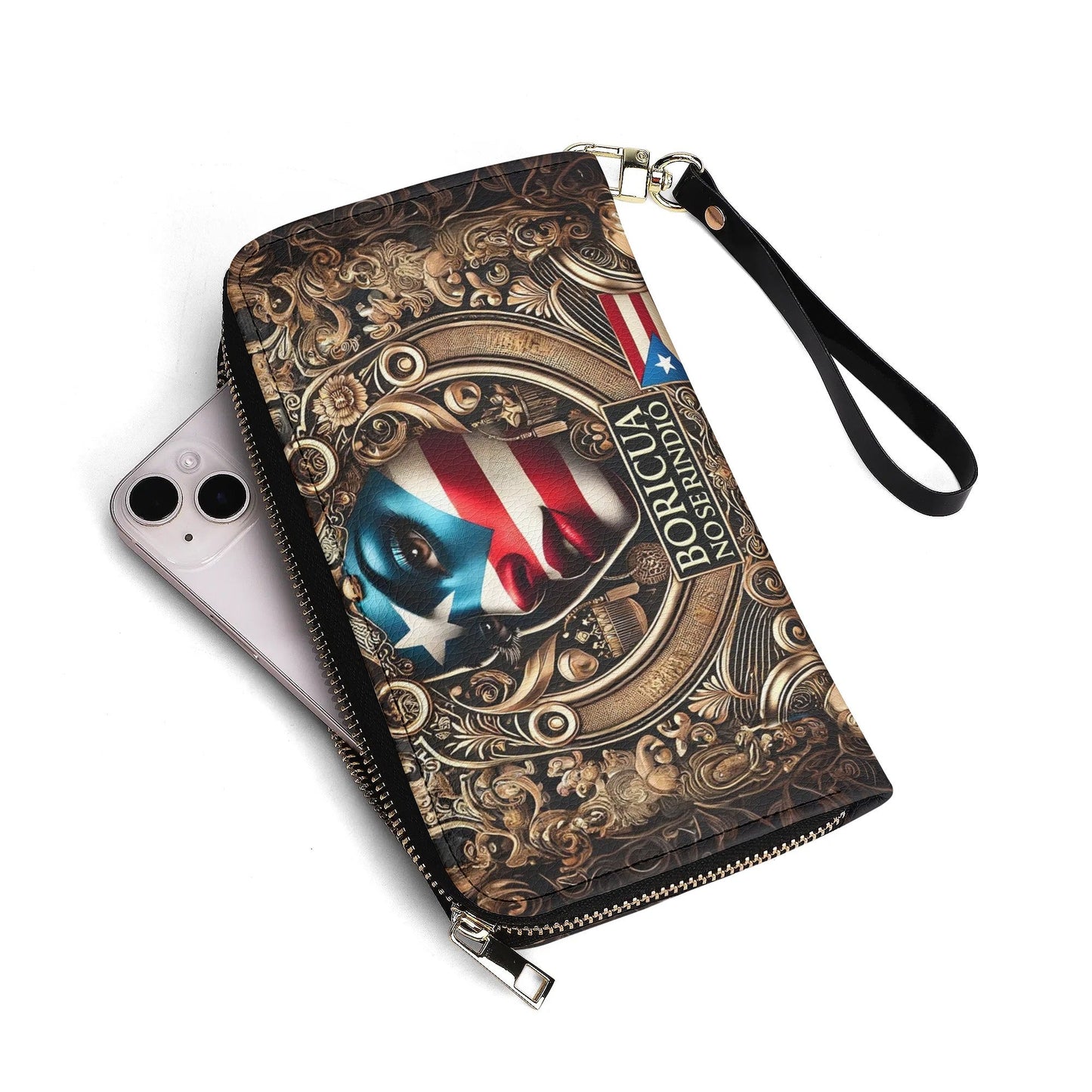 Boricua no se Rindió - Personalized Leather Clutch Purse BOR10C