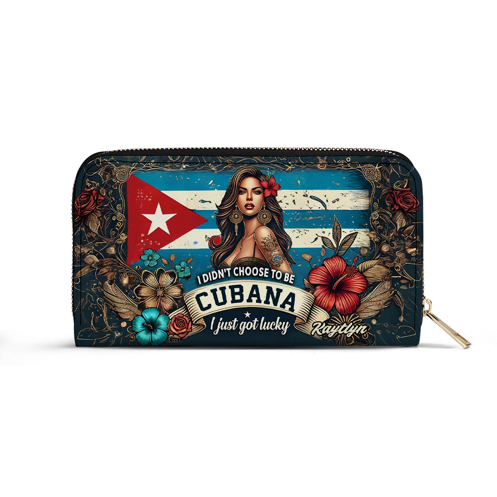 I didn't choose to be Cubana. I just got lucky - Personalized Leather Clutch Purse CUB01C