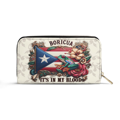 Boricua It's In My Blood - Personalized Leather Clutch Purse BOR01C