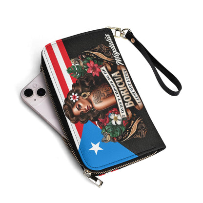 I didn't choose to be Boricua. I just got Lucky - Personalized Leather Clutch Purse BOR07C