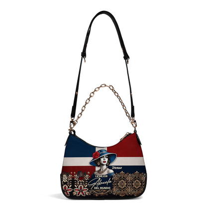 La Mejor Abuela Del Mundo - Personalized Custom Chain Crossbody Handbag - DOM06S9