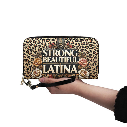 Strong Beautiful Latina - Personalized Leather Clutch Purse LAT08C