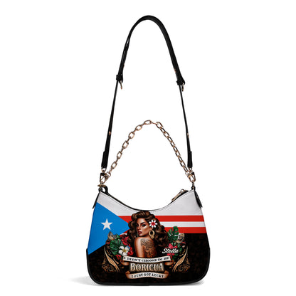 I didn't choose to be Boricua. I just got Lucky - Personalized Custom Chain Crossbody Handbag - BOR07S9