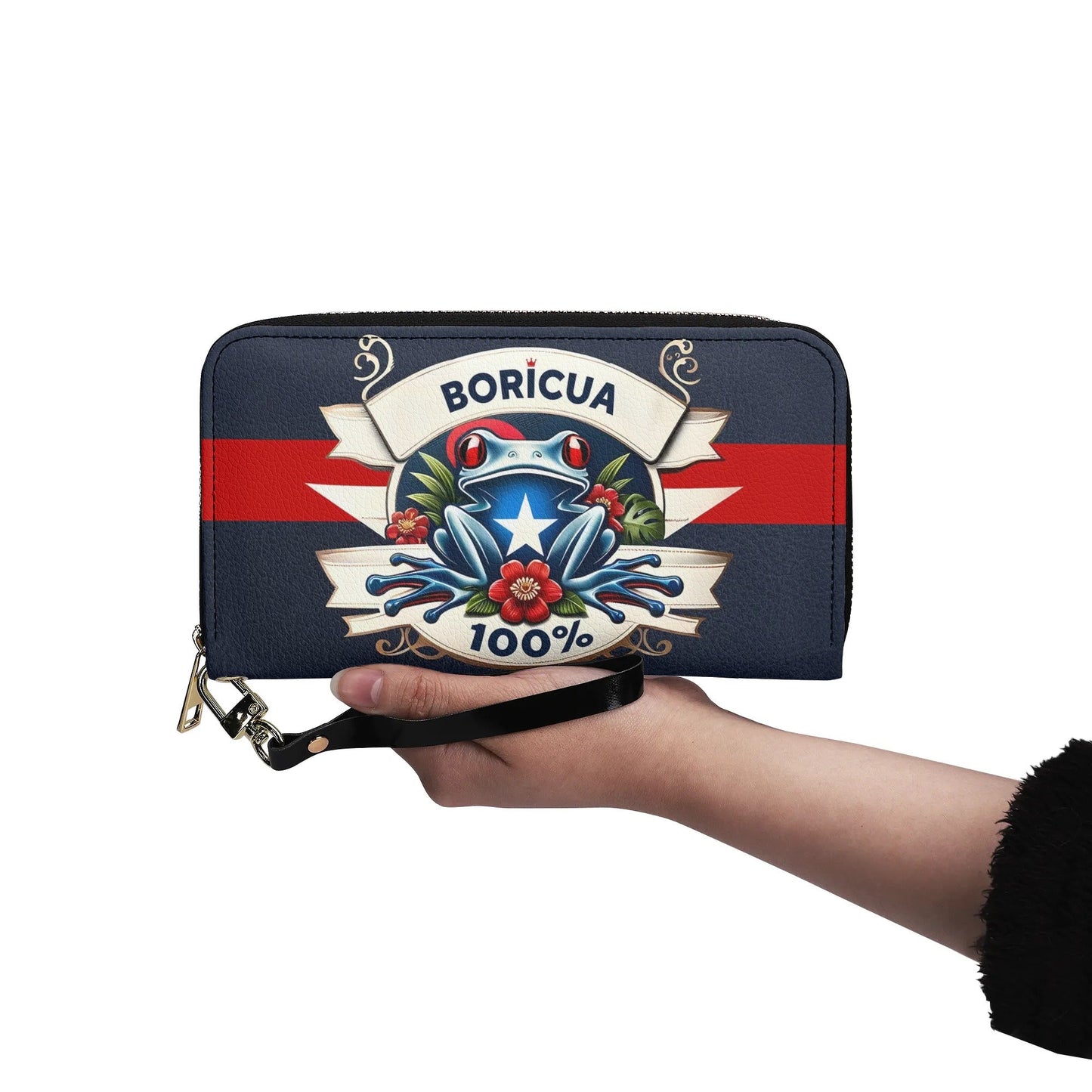 Boricua 100% - Personalized Leather Clutch Purse BOR09C