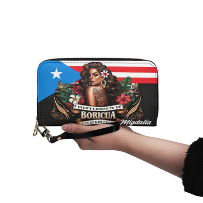 I didn't choose to be Boricua. I just got Lucky - Personalized Leather Clutch Purse BOR07C