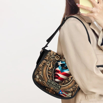 Boricua no se Rindió - Personalized Leather Saddle Cross Body Bag BOR10S5