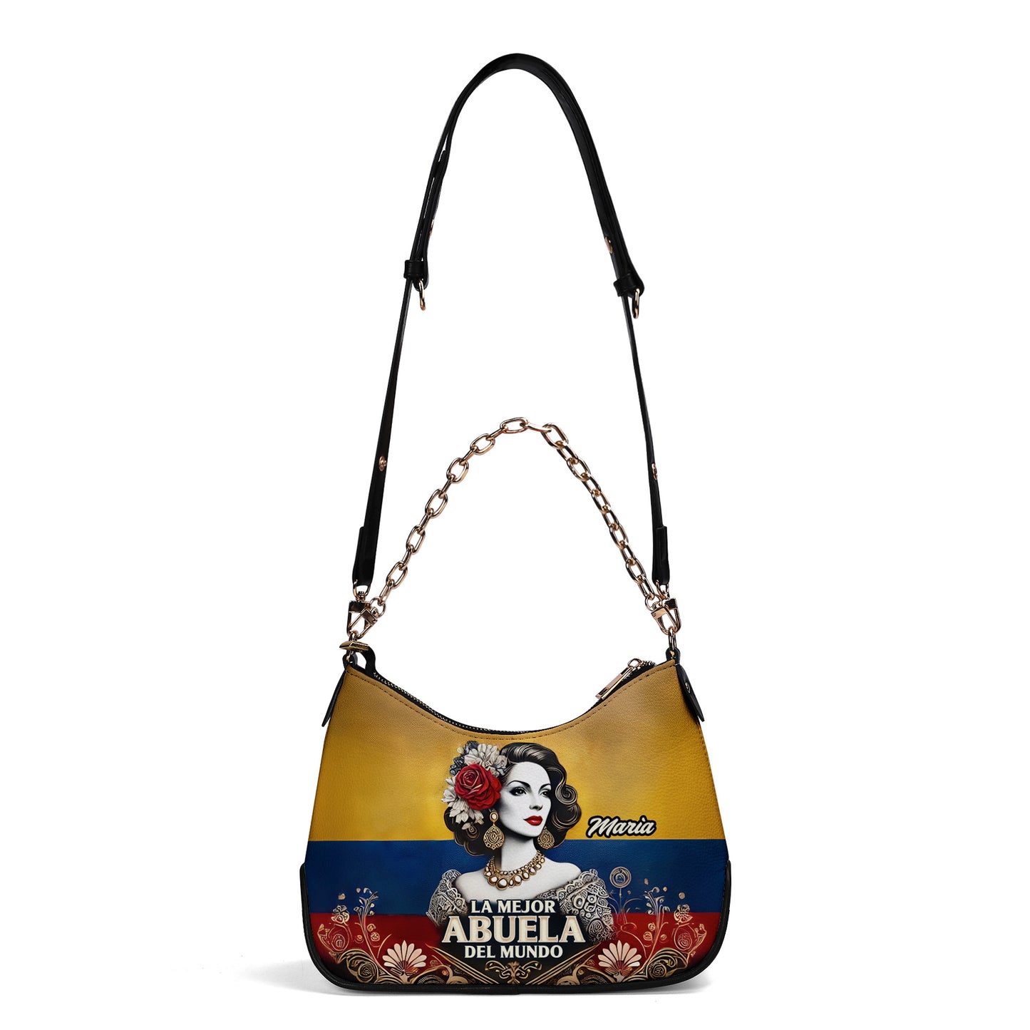 La Mejor Abuela Del Mundo - Personalized Custom Chain Crossbody Handbag - COL02S9