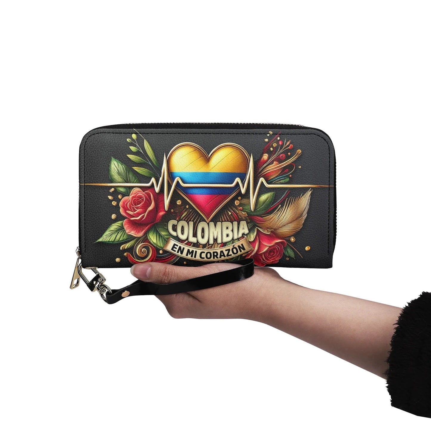 Colombia En Mi Corazón - Personalized Leather Clutch Purse COL03C