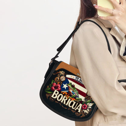 Yo soy Boricua - Personalized Leather Saddle Cross Body Bag BOR06S5