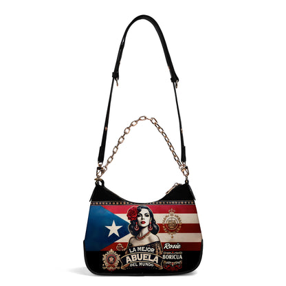 La Mejor Abuela Del Mundo - Personalized Custom Chain Crossbody Handbag - BOR08S9