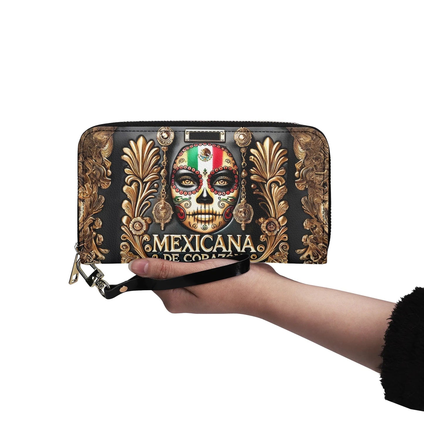 Mexicana de corazón - Personalized Leather Clutch Purse MEX04C