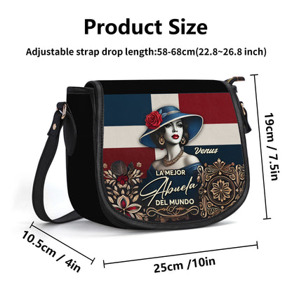 La Mejor Abuela Del Mundo - Personalized Leather Saddle Cross Body Bag DOM07S5