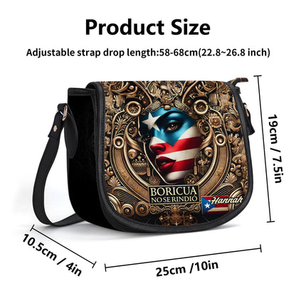 Boricua no se Rindió - Personalized Leather Saddle Cross Body Bag BOR10S5