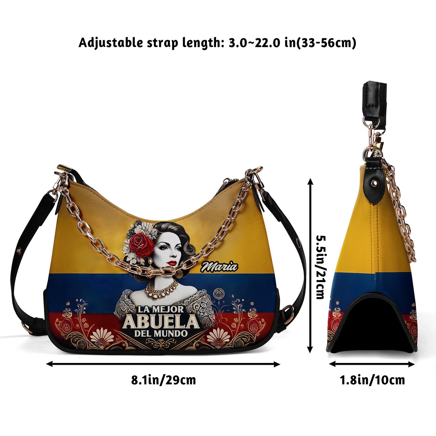 La Mejor Abuela Del Mundo - Personalized Custom Chain Crossbody Handbag - COL02S9