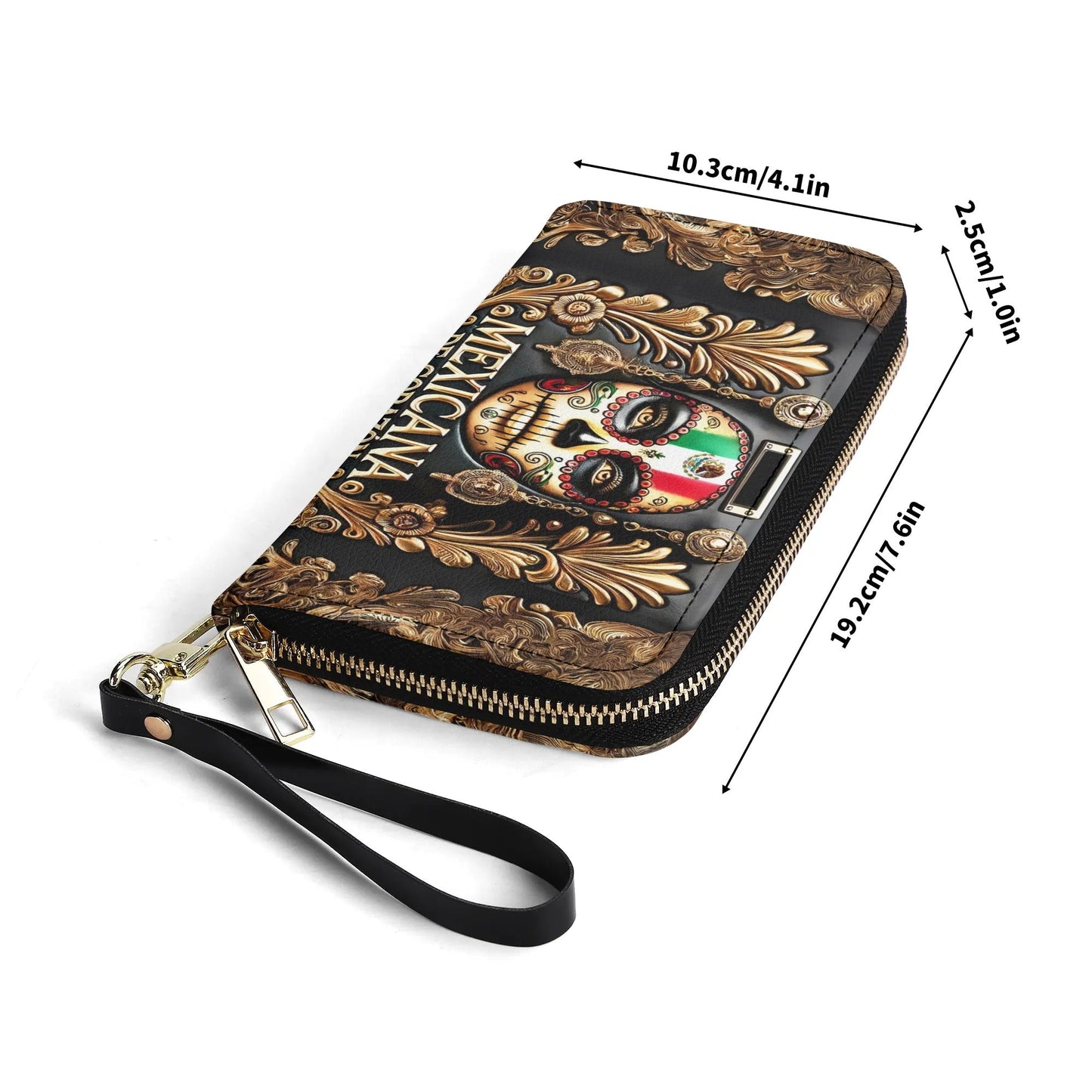 Mexicana de corazón - Personalized Leather Clutch Purse MEX04C