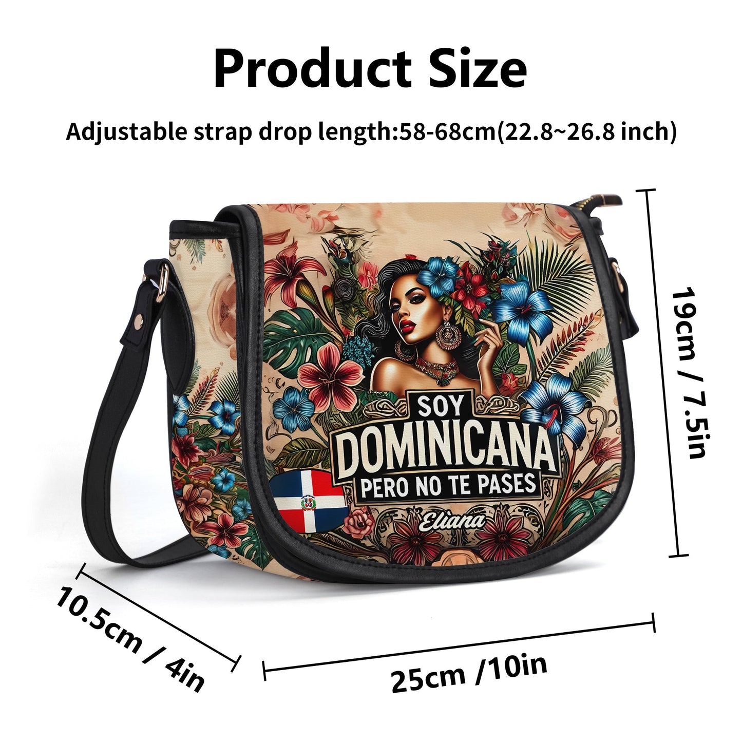 Soy Dominicana pero no te pases - Personalized Leather Saddle Cross Body Bag DOM05S5