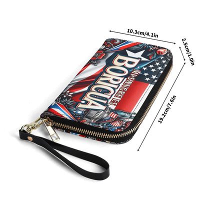 Mi sangre es Boricua - Personalized Leather Clutch Purse BOR11C