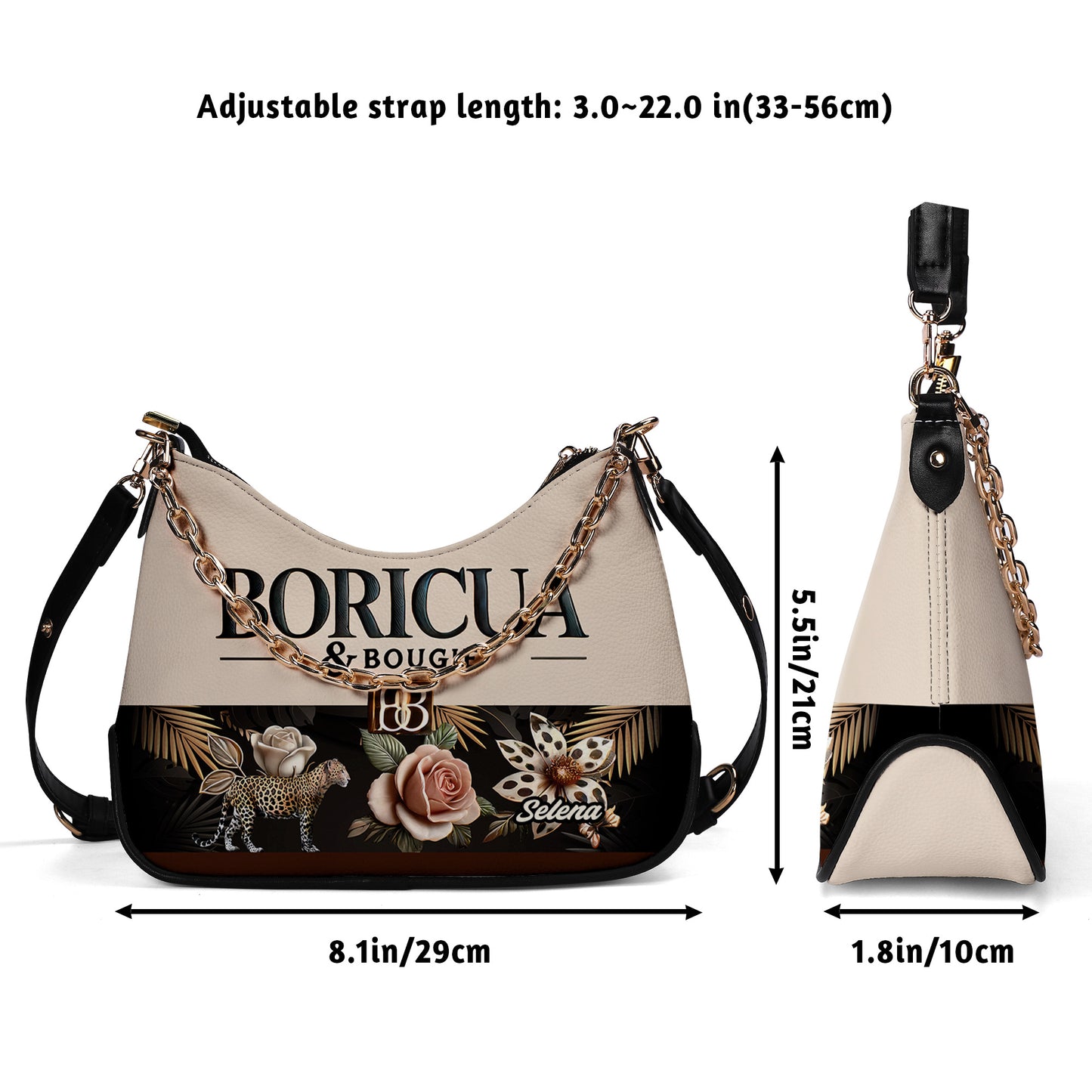 Boricua & Bougie - Personalized Custom Chain Crossbody Handbag - BOR12S9