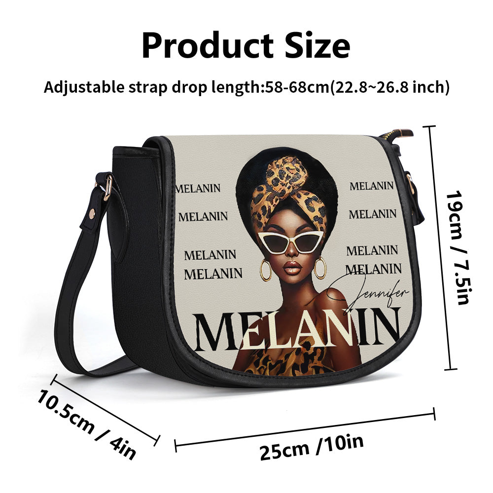 MELANIN - Personalized Leather Saddle Cross Body Bag BLQ13S5