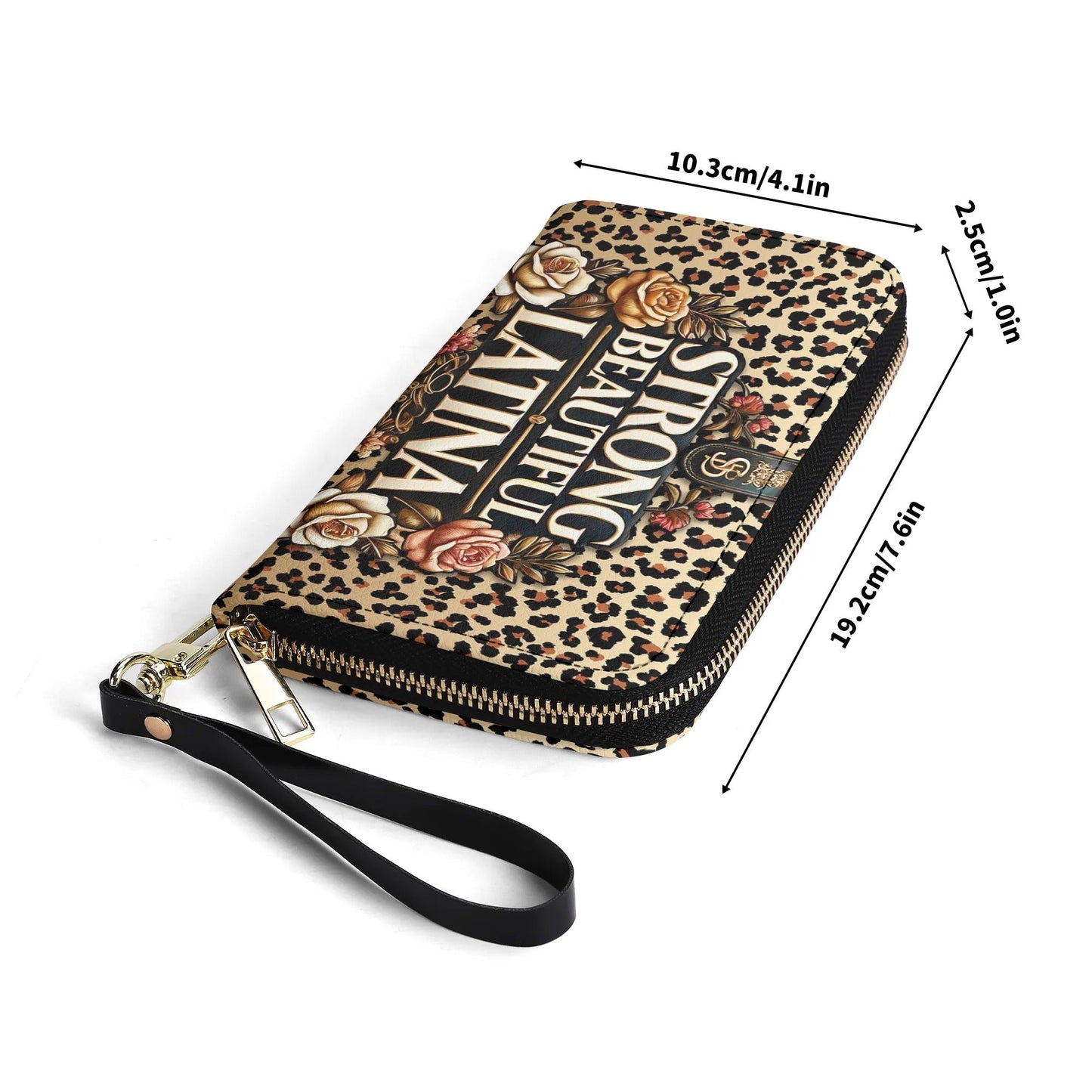 Strong Beautiful Latina - Personalized Leather Clutch Purse LAT08C