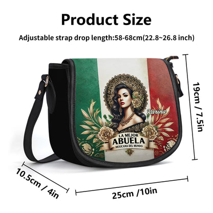 La Mejor Abuela Del Mundo - Personalized Leather Saddle Cross Body Bag MEX06S5