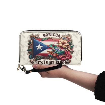 Boricua It's In My Blood - Personalized Leather Clutch Purse BOR01C