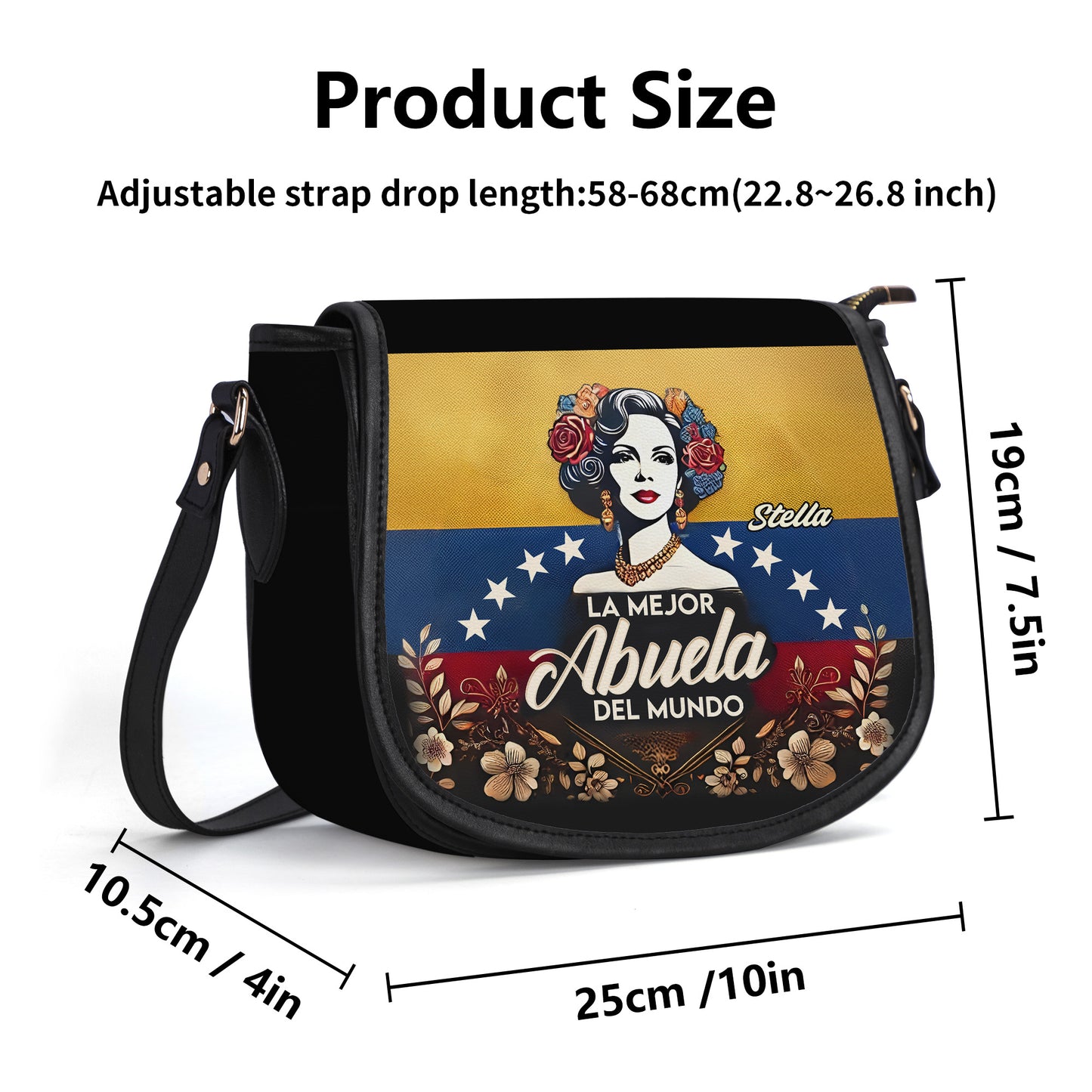 La Mejor Abuela Del Mundo - Personalized Leather Saddle Cross Body Bag - VEN01S5