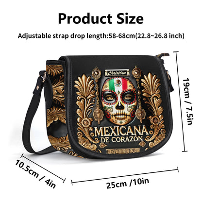 Mexicana de corazón - Personalized Leather Saddle Cross Body Bag MEX04S5