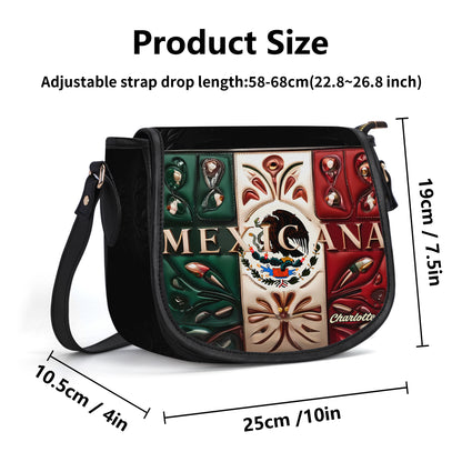 Mexicana - Personalized Leather Saddle Cross Body Bag MEX03S5