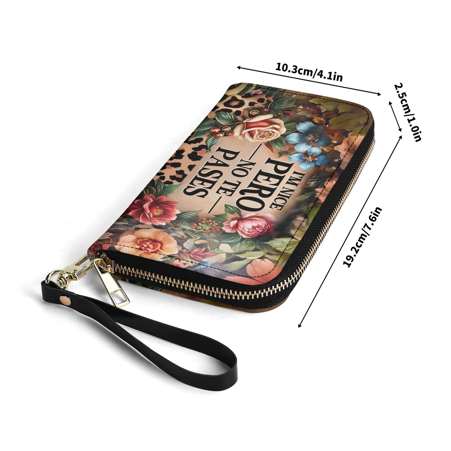 I'm Nice Pero No te Pases - Personalized Leather Clutch Purse LAT07C