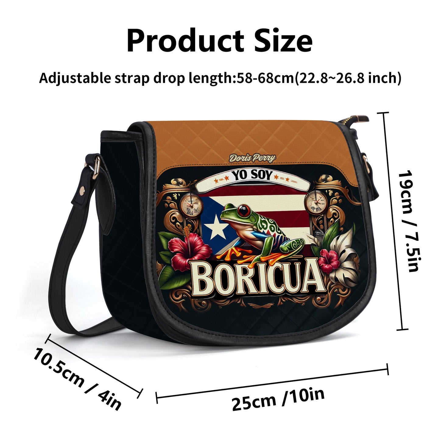 Yo soy Boricua - Personalized Leather Saddle Cross Body Bag BOR06S5