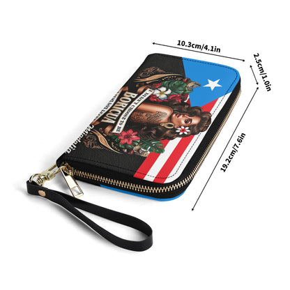 I didn't choose to be Boricua. I just got Lucky - Personalized Leather Clutch Purse BOR07C