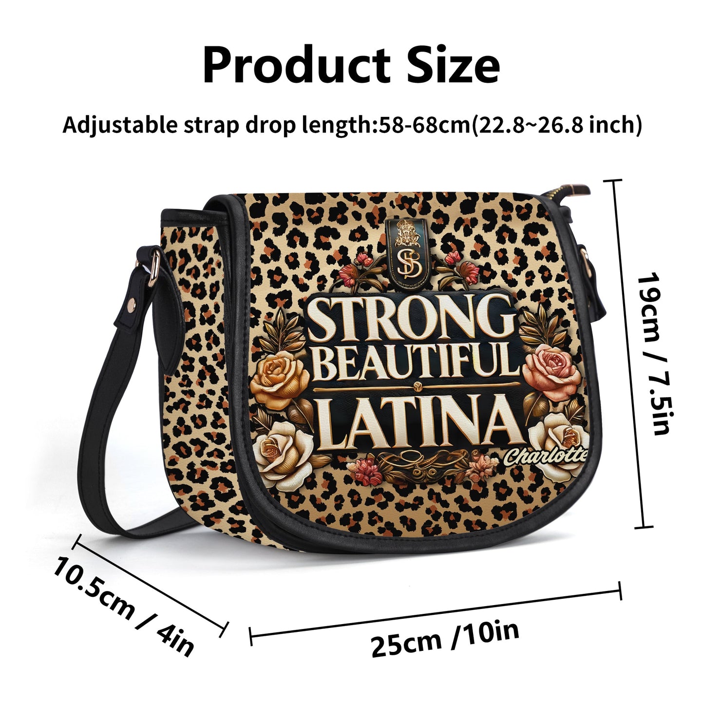 Strong Beautiful Latina - Personalized Leather Saddle Cross Body Bag LAT08S5