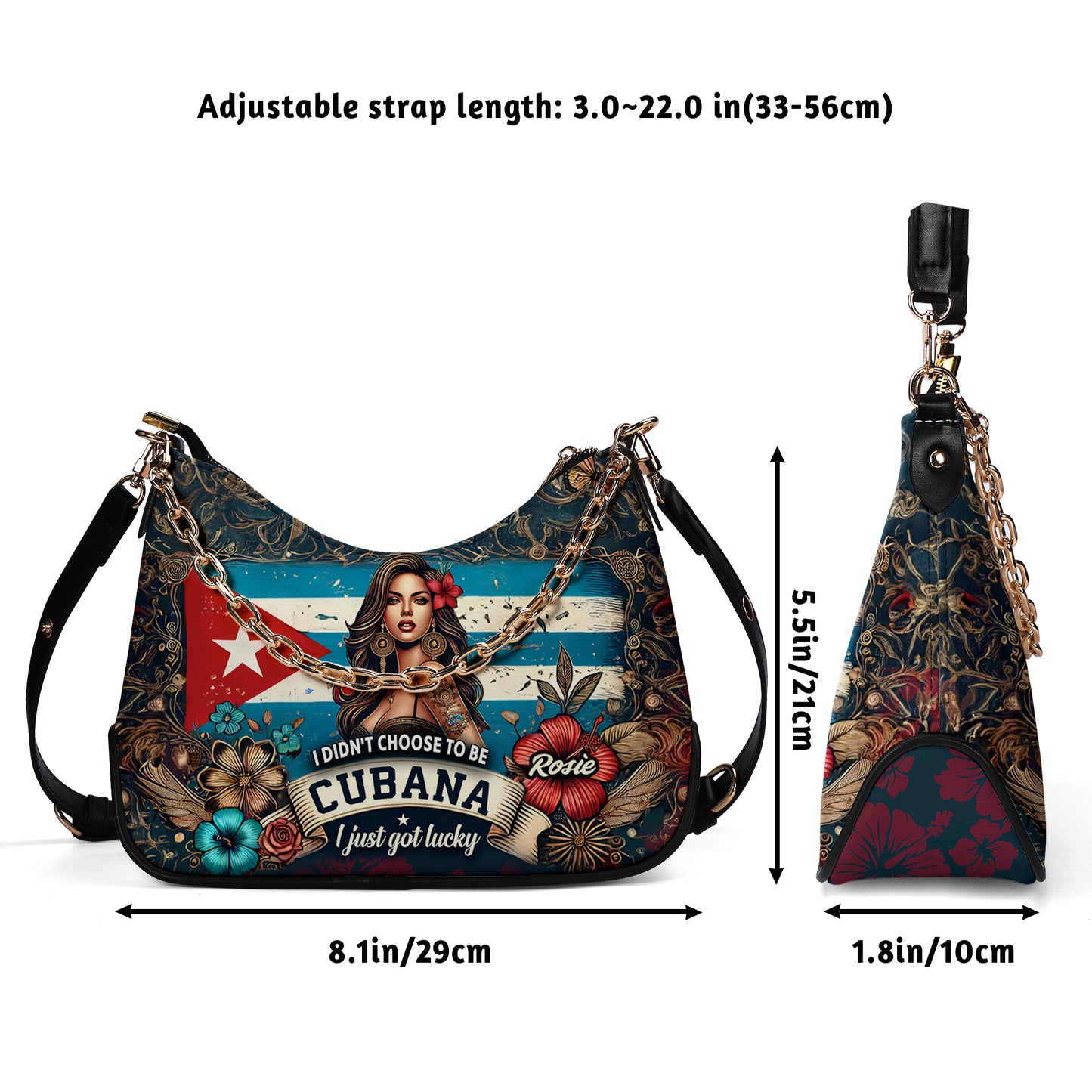 I didn't choose to be Cubana, I just got lucky - Personalized Custom Chain Crossbody Handbag -CUB01S9