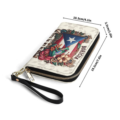 Boricua It's In My Blood - Personalized Leather Clutch Purse BOR01C