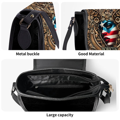 Boricua no se Rindió - Personalized Leather Saddle Cross Body Bag BOR10S5