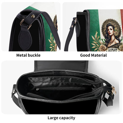 La Mejor Abuela Del Mundo - Personalized Leather Saddle Cross Body Bag MEX06S5