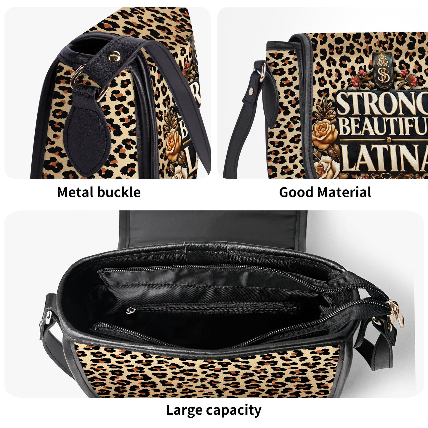 Strong Beautiful Latina - Personalized Leather Saddle Cross Body Bag LAT08S5