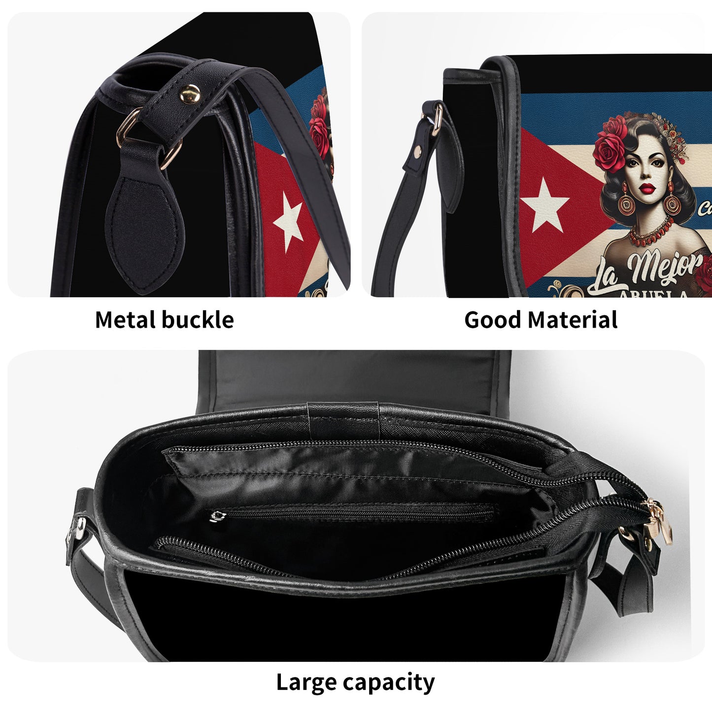 La Mejor Abuela Del Mundo - Personalized Leather Saddle Cross Body Bag CUB03S5