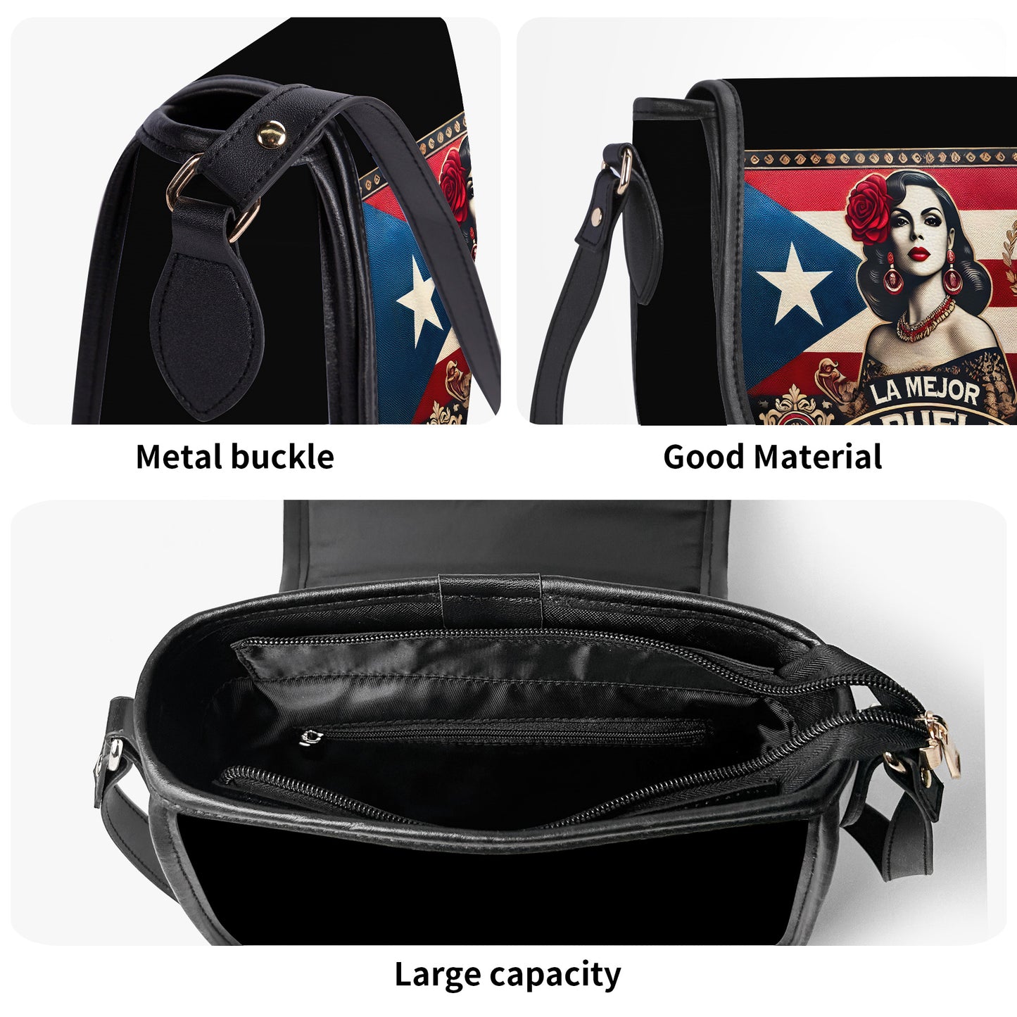 La Mejor Abuela Del Mundo - Personalized Leather Saddle Cross Body Bag BOR07S5