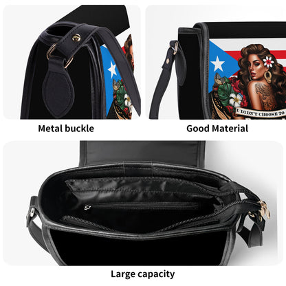 I didn't choose to be Boricua I just got lucky - Personalized Leather Saddle Cross Body Bag BOR09S5