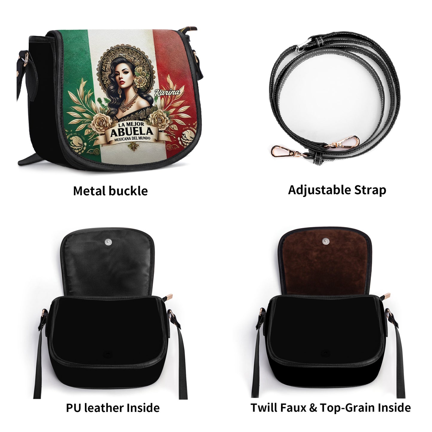 La Mejor Abuela Del Mundo - Personalized Leather Saddle Cross Body Bag MEX06S5