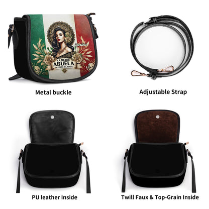 La Mejor Abuela Del Mundo - Personalized Leather Saddle Cross Body Bag MEX06S5