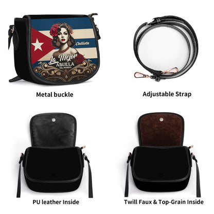 La Mejor Abuela Del Mundo - Personalized Leather Saddle Cross Body Bag CUB03S5