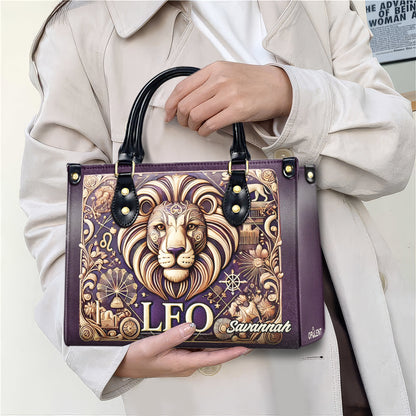 Leo Zodiac - Personalized Leather Handbag - Customize Gift For Her ZOD06