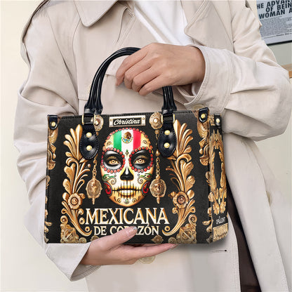 Mexicana de corazón - Personalized Leather Handbag - Customize Gift For Her MEX04