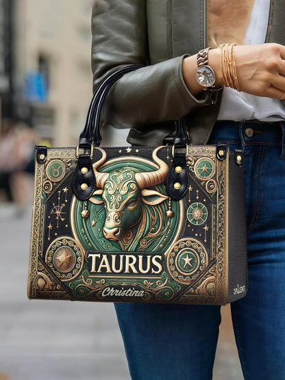 Taurus Zodiac - Personalized Leather Handbag - Customize Gift For Her ZOD11