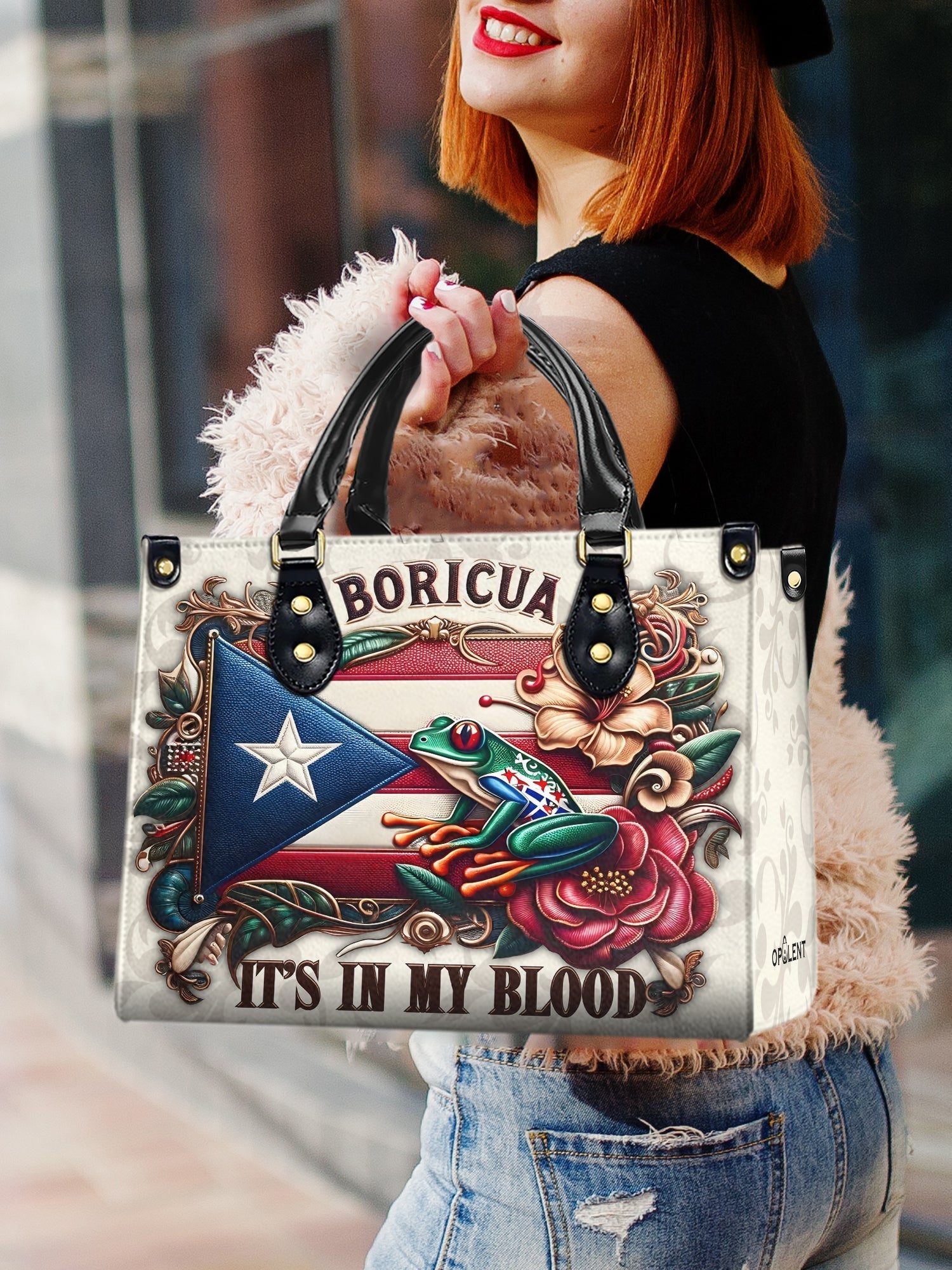 Boricua It's In My Blood - Personalized Leather Handbag - Customize Gift For Her BOR01 - OpulentPurse