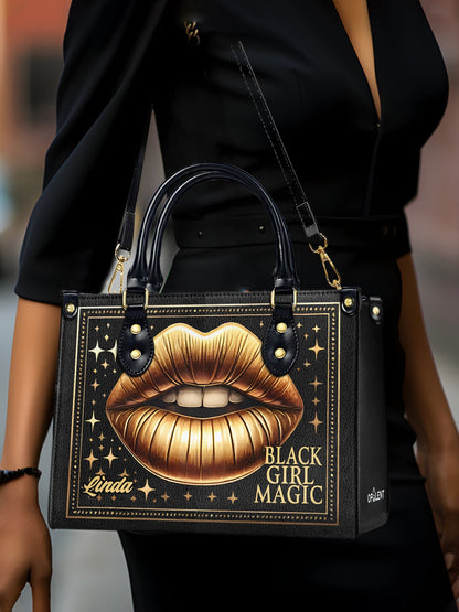 BLACK GIRL MAGIC - Personalized Leather Handbag - Customize Gift For Her BLQ07